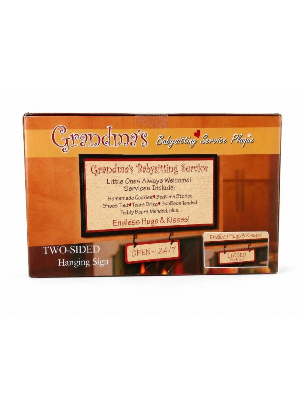 Grandmas Babysitting Service Plaque Two-Sided Hanging Sign "Open 24/7"
